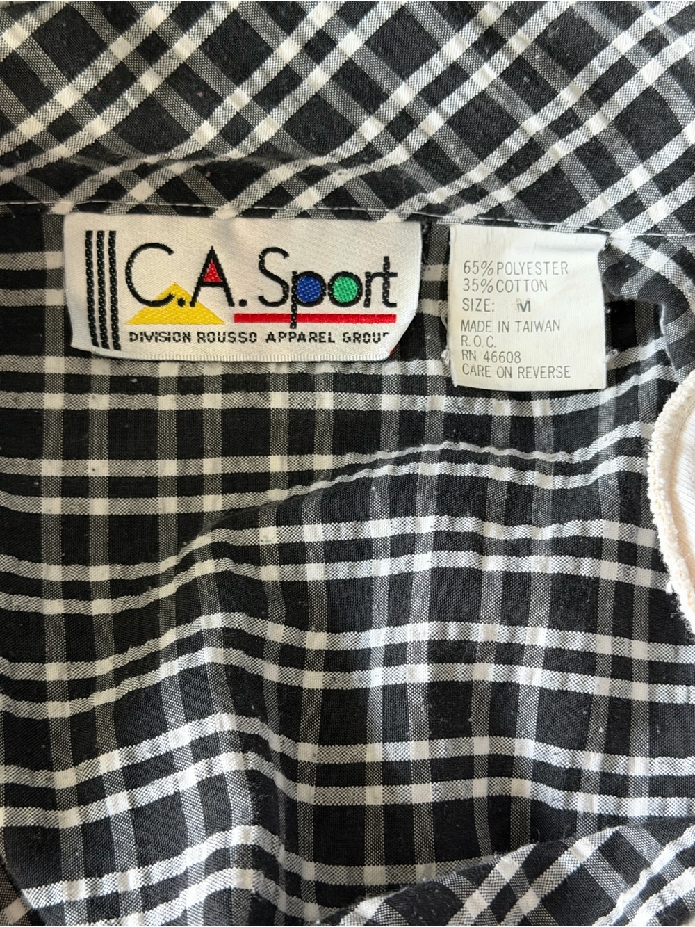 Vintage 90s C.A. Sport Geometric Appliqué Plaid Jacket Medium - Picture 11 of 12